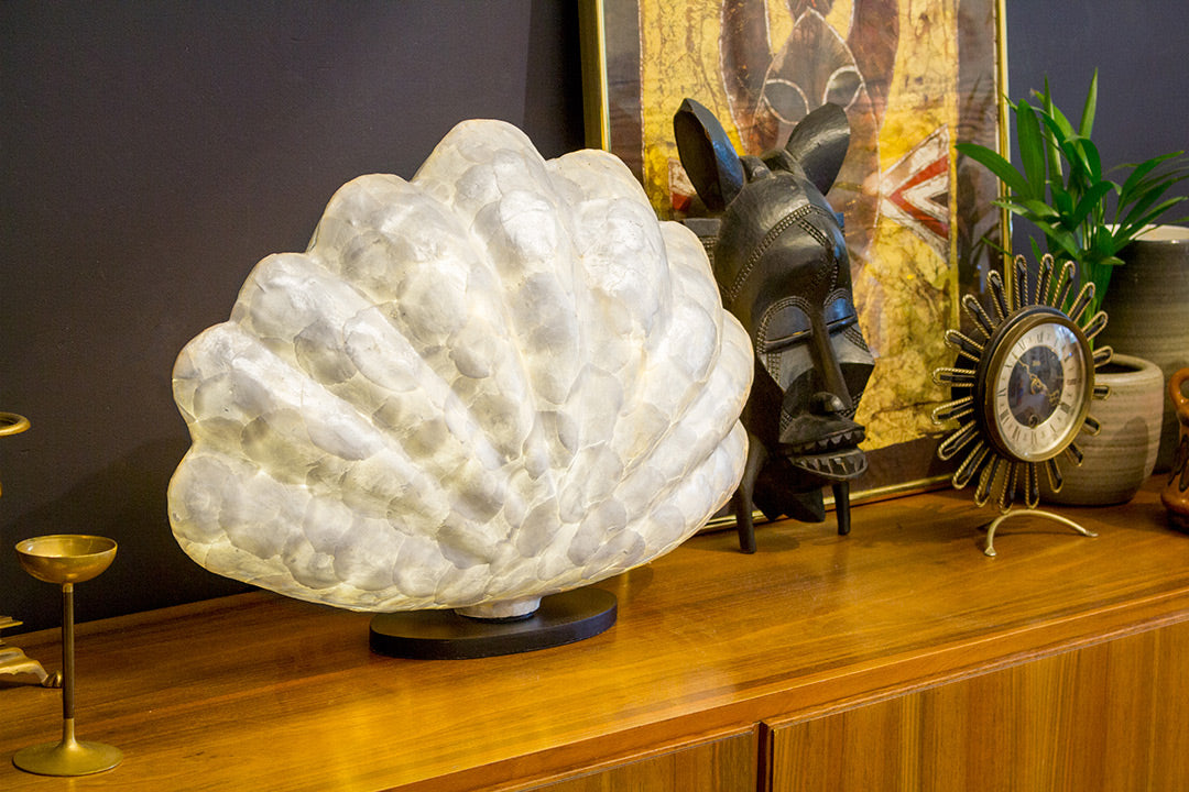 Vintage schelplamp parelmoer