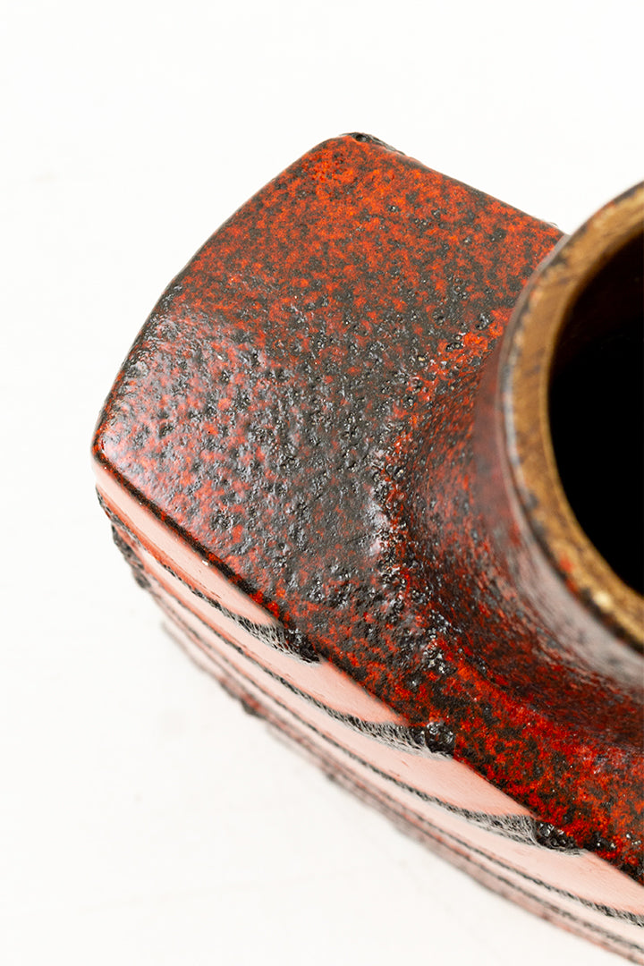 Vintage Scheurich 281-54 vloervaas met rood patroon