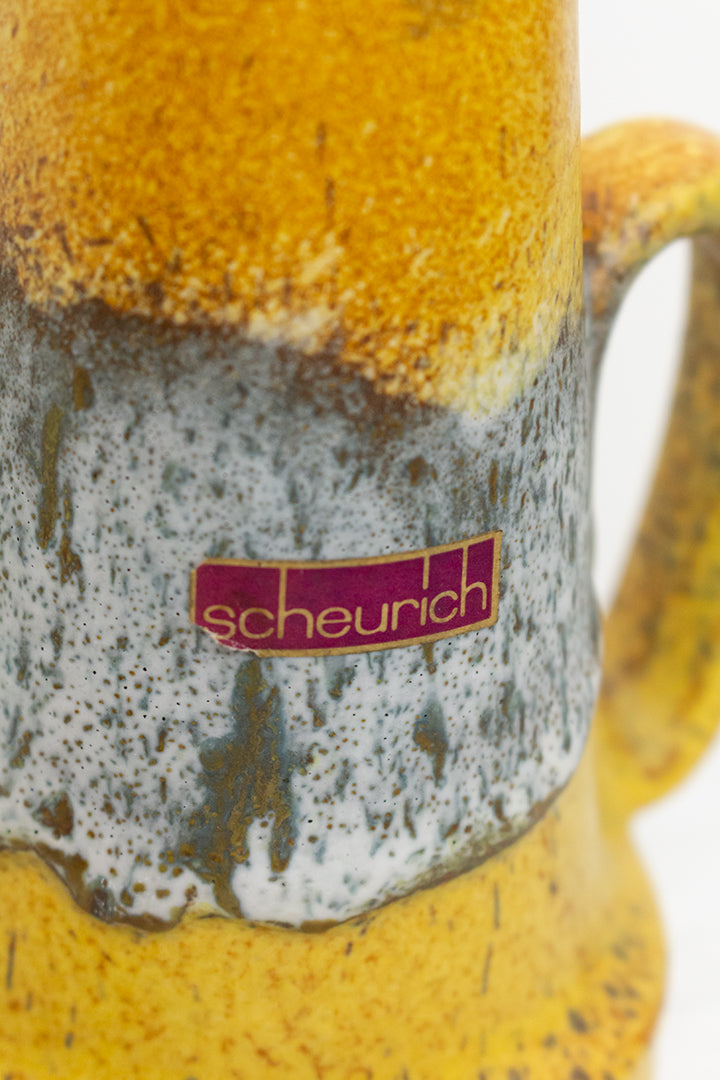 Vintage Scheurich vaas 400-22 West-Germany geel grijs