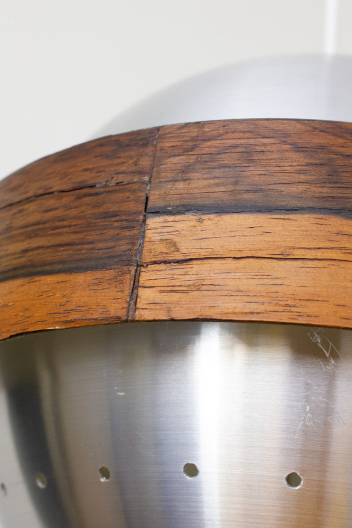 Vintage Space-Age bol hanglamp met houten ring
