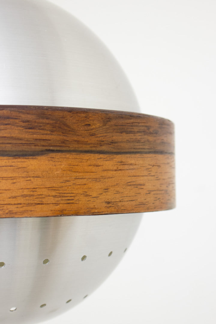 Vintage Space-Age bol hanglamp met houten ring