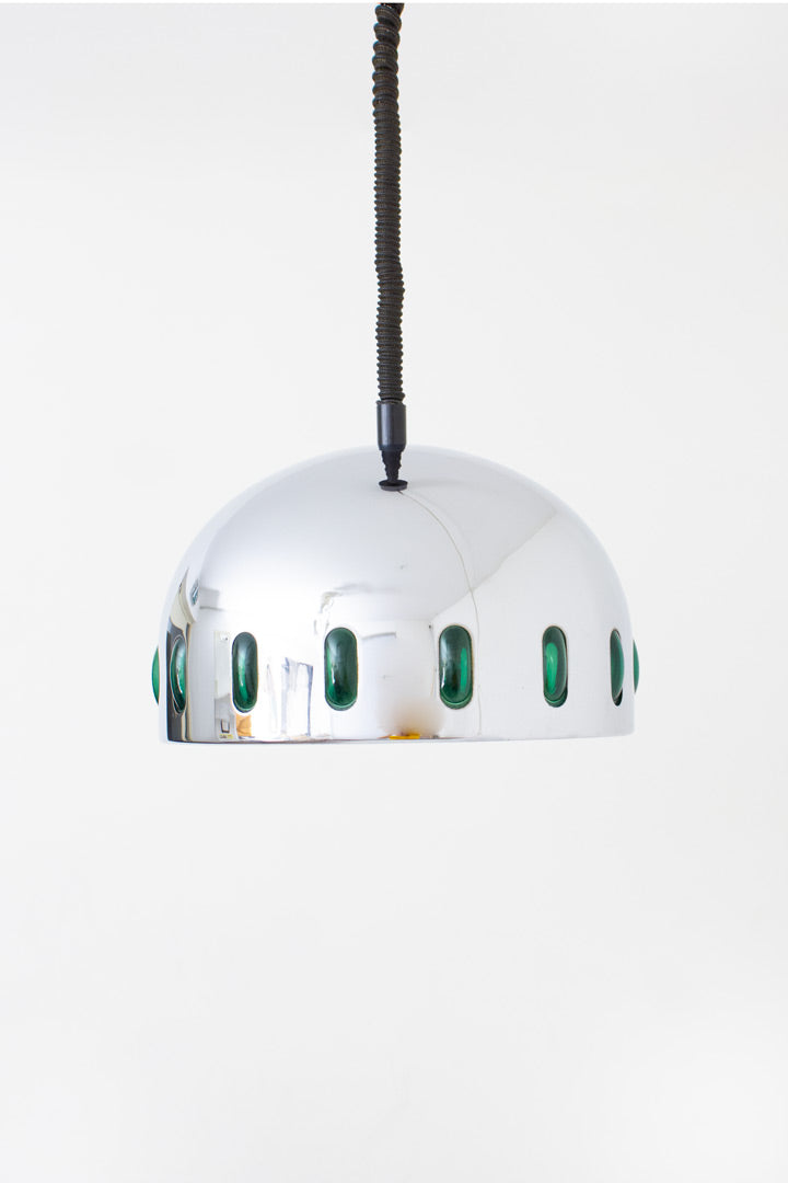 Vintage Space-Age ufo lamp chroom & groen