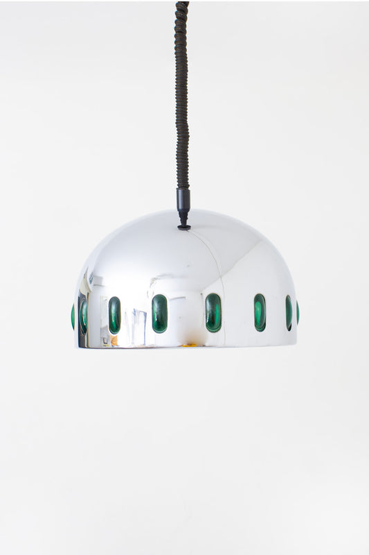 Vintage Space-Age ufo lamp chroom & groen