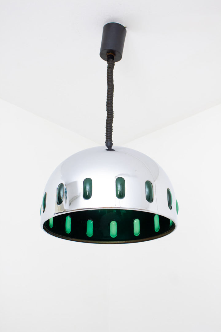 Vintage Space-Age ufo lamp chroom & groen