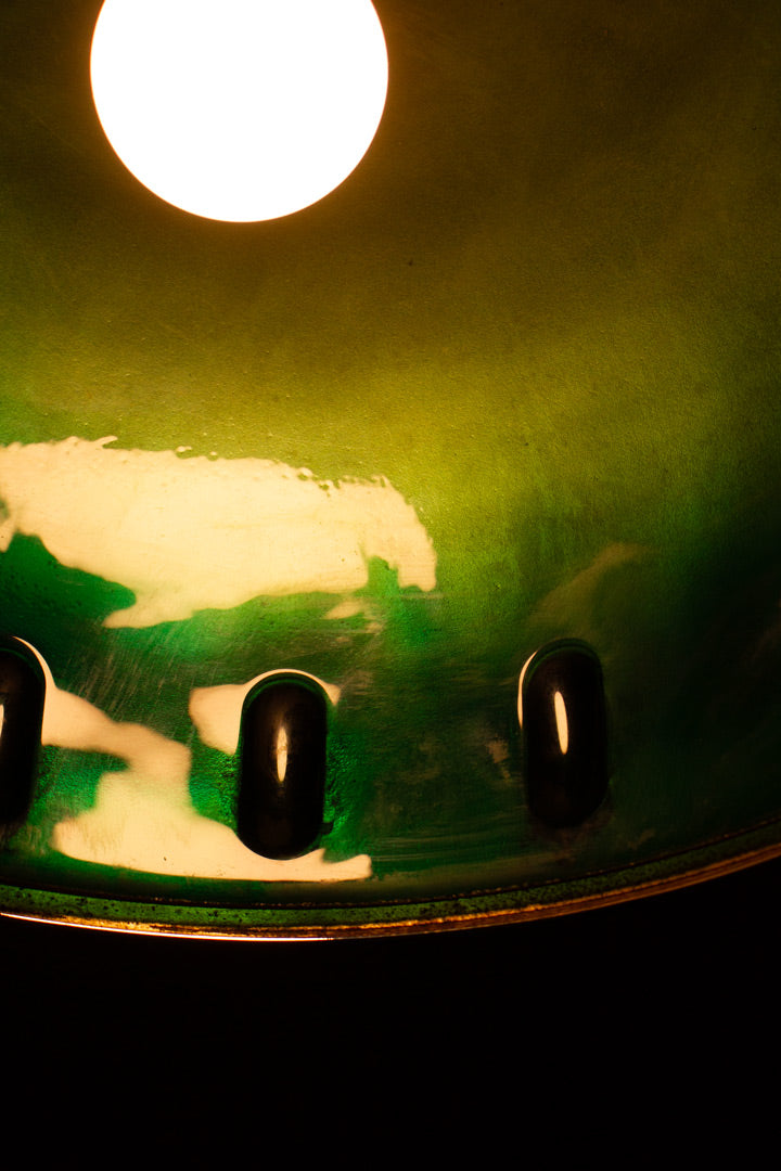 Vintage Space-Age ufo lamp chroom & groen