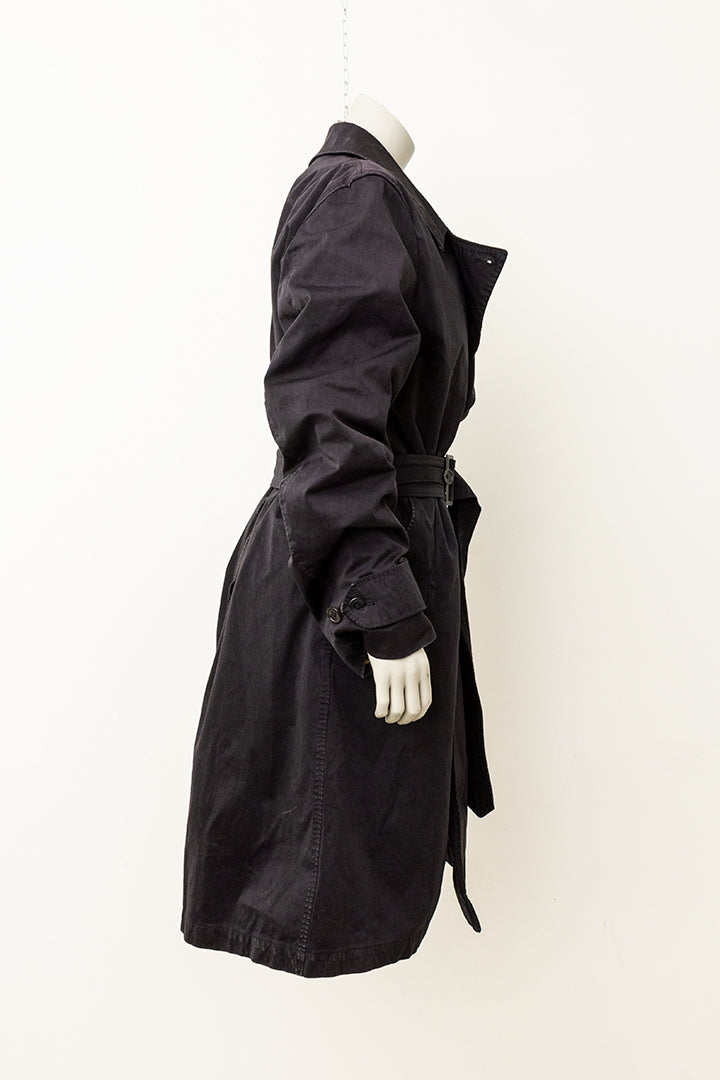 Vintage Ten-C zwarte trenchcoat met uitneembare gewatteerde voering