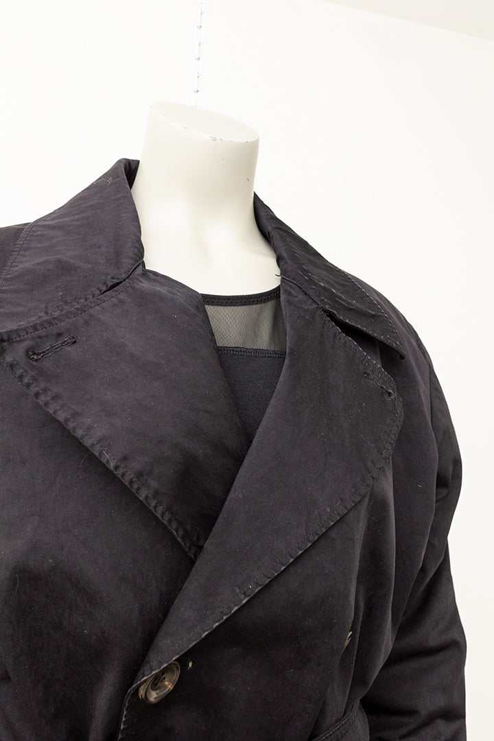 Vintage Ten-C zwarte trenchcoat met uitneembare gewatteerde voering