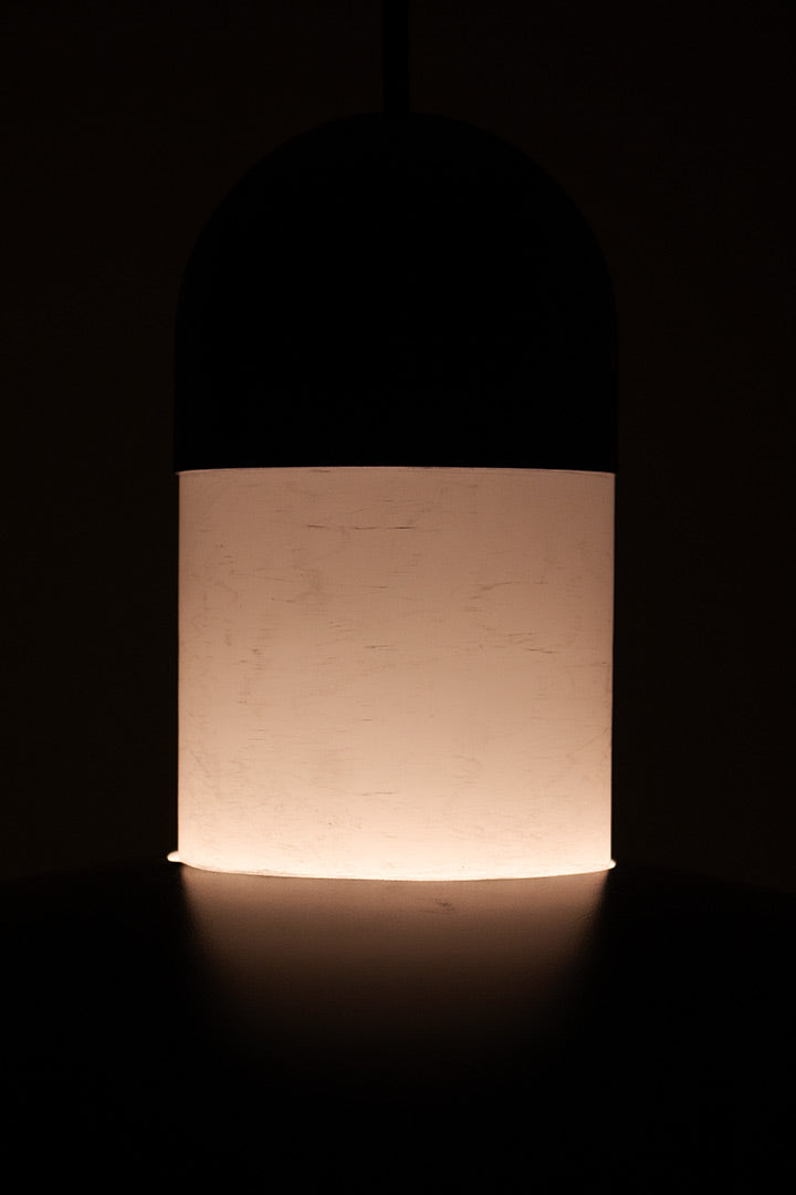 Vintage UFO hanglamp Glasshutte Limburg metaal en opaal glas