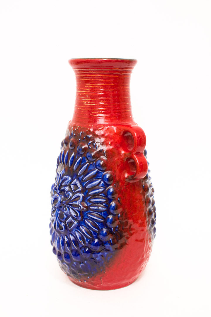 Vintage West Germany Carstens vaas blauw rood 7401-40