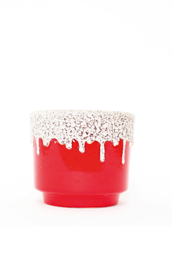 West-Germany jaren 70 bloempot rood wit druipglazuur