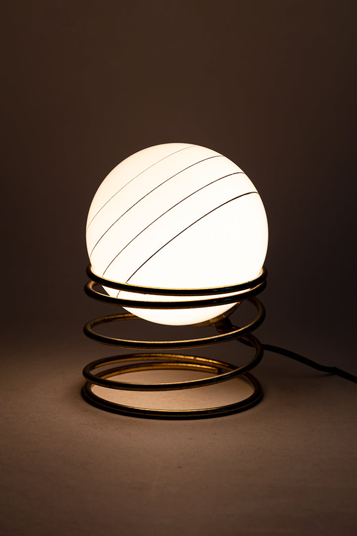 Vintage Woja tafellamp lookalike glazen bol op spiraal