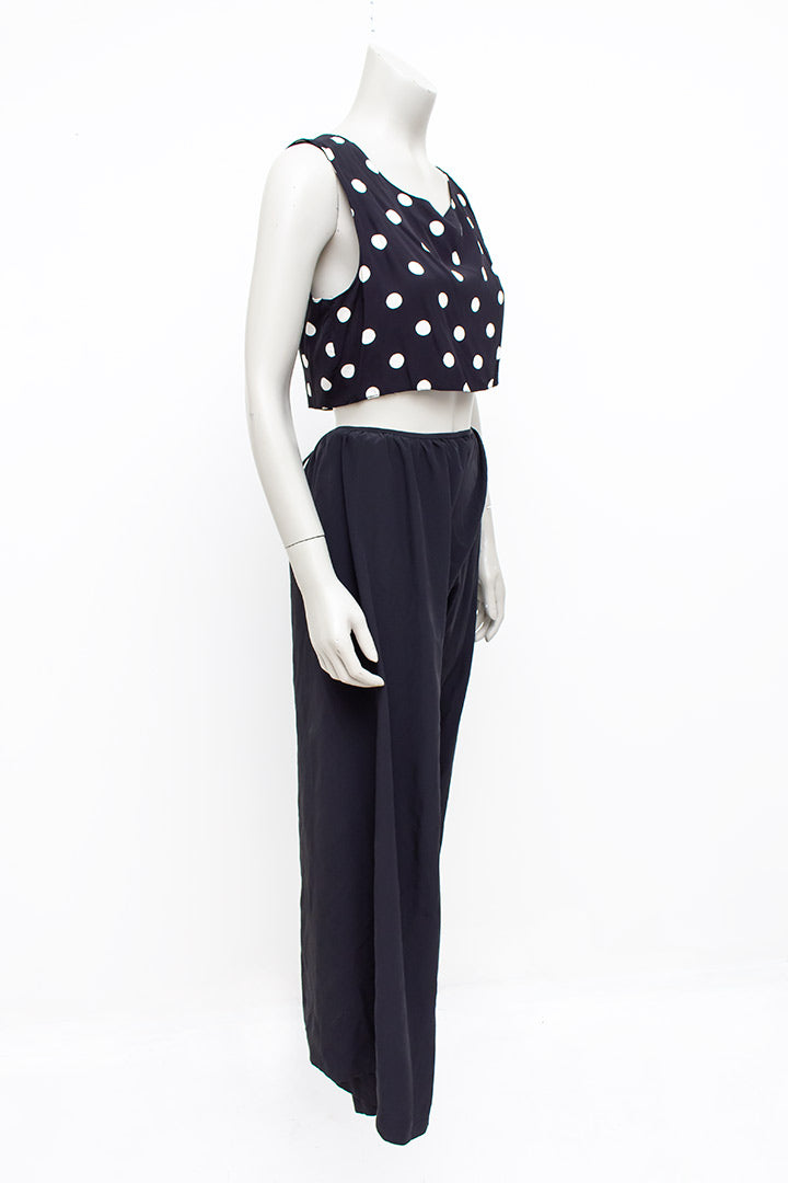 Vintage Yohji Yamamoto zijden zwarte asymmetrische broek met overslag
