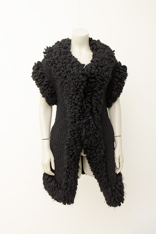 Vintage Yohji Yamamoto zwart wollen vest met lusjes