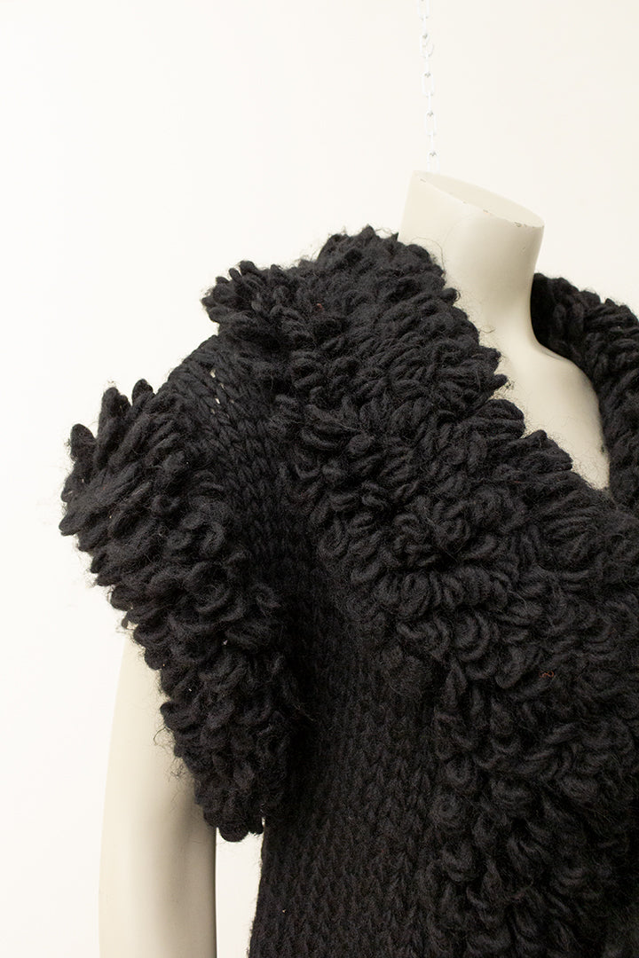 Vintage Yohji Yamamoto zwart wollen vest met lusjes