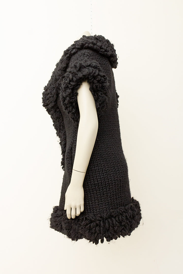 Vintage Yohji Yamamoto zwart wollen vest met lusjes