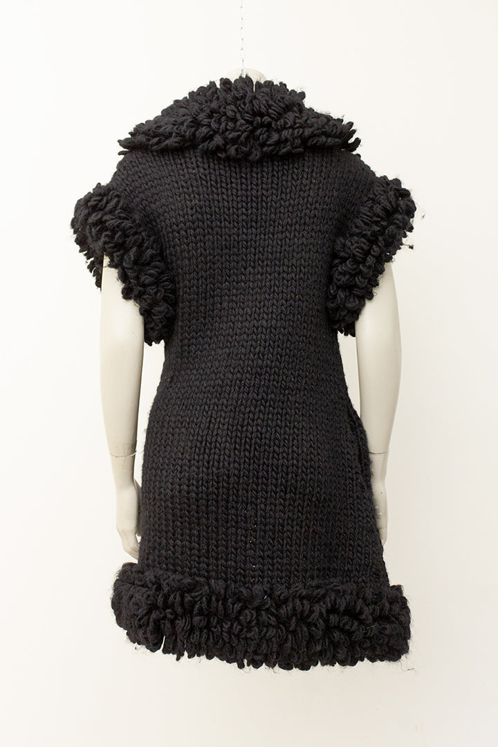 Vintage Yohji Yamamoto zwart wollen vest met lusjes