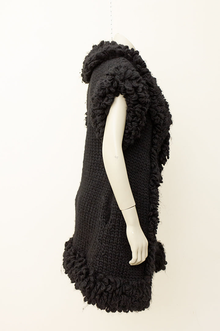 Vintage Yohji Yamamoto zwart wollen vest met lusjes