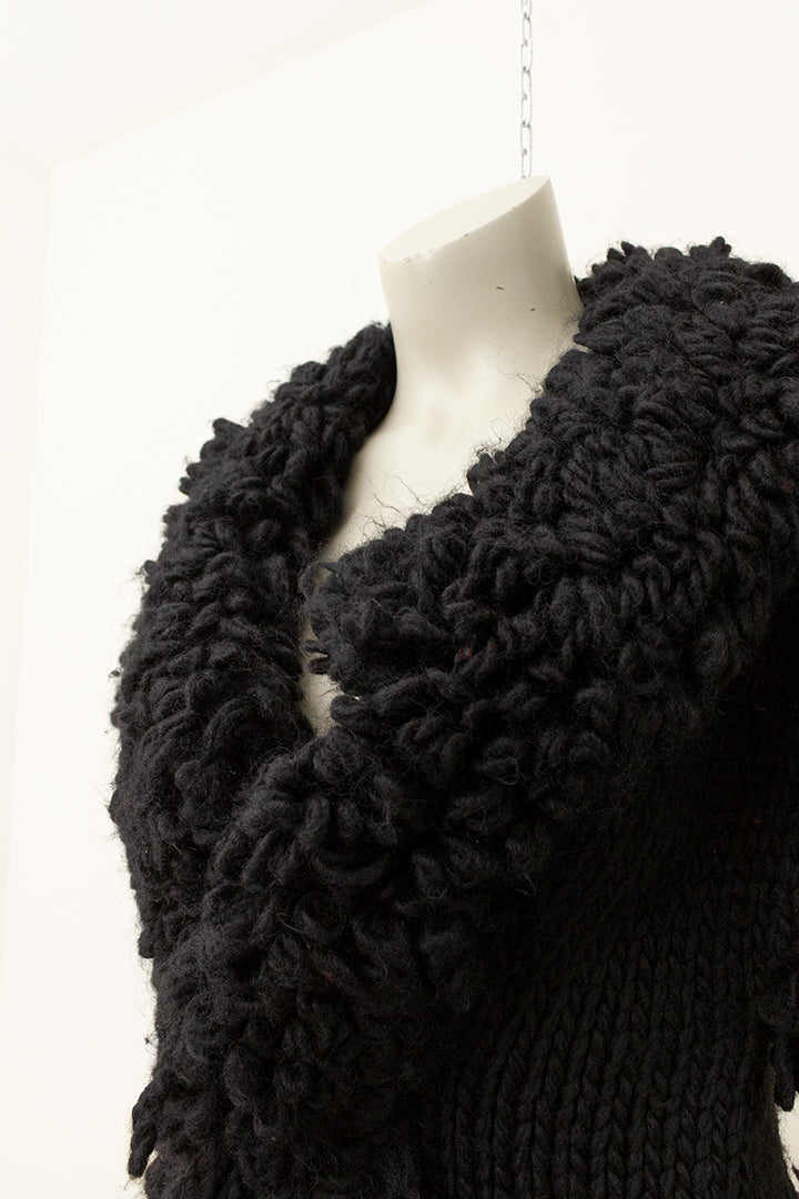 Vintage Yohji Yamamoto zwart wollen vest met lusjes