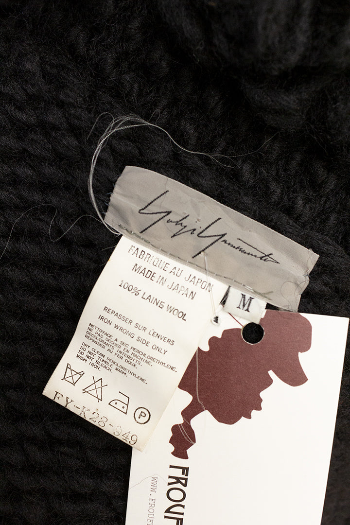 Vintage Yohji Yamamoto zwart wollen vest met lusjes