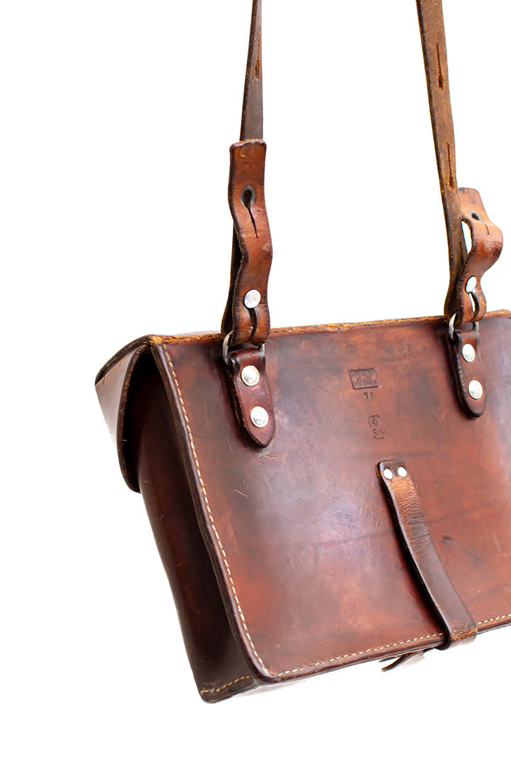 Vintage Zwitserse leren legertas