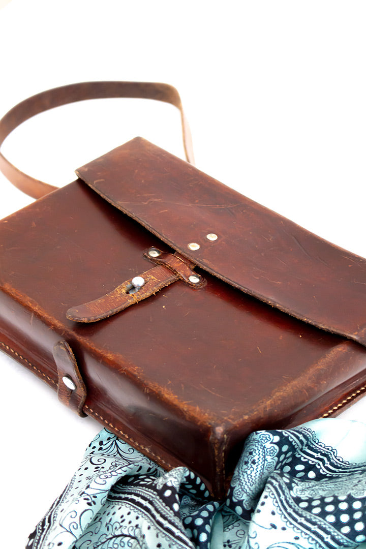Vintage Zwitserse leren legertas
