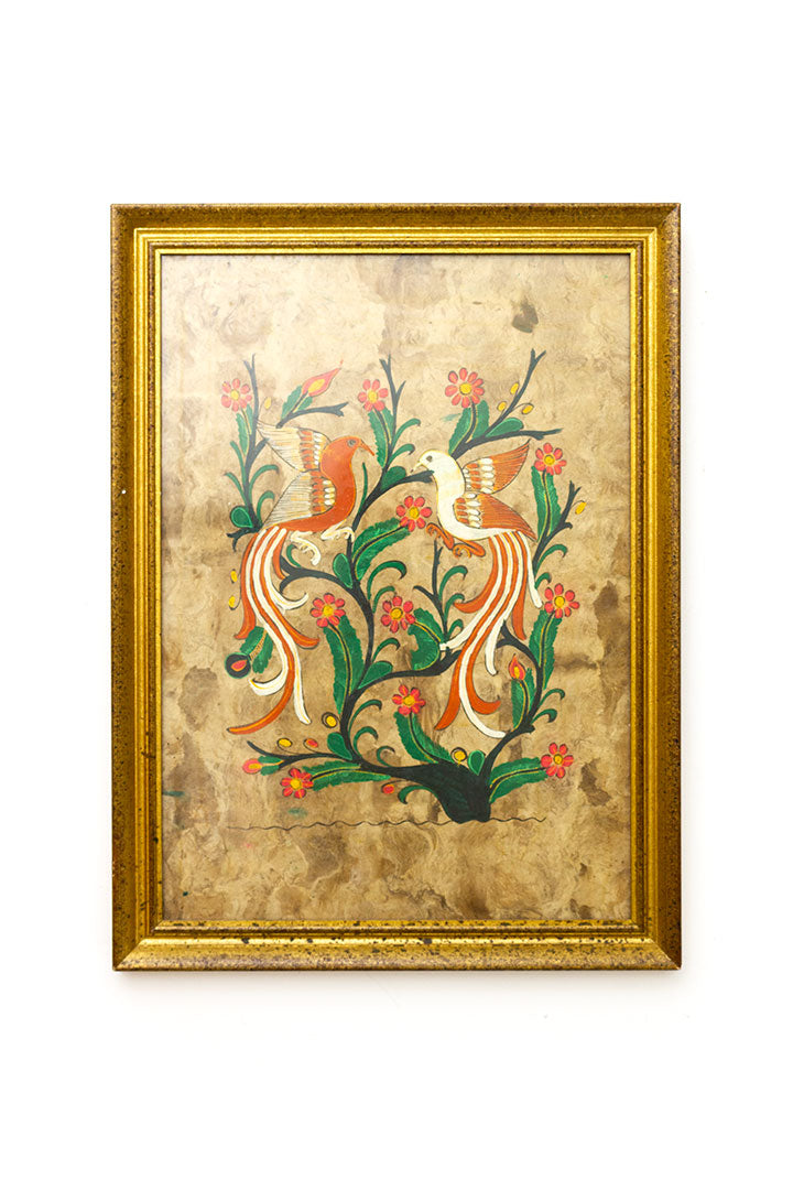 Vintage ‘amate bark’ Mexicaans folkore schilderij op schorspapier