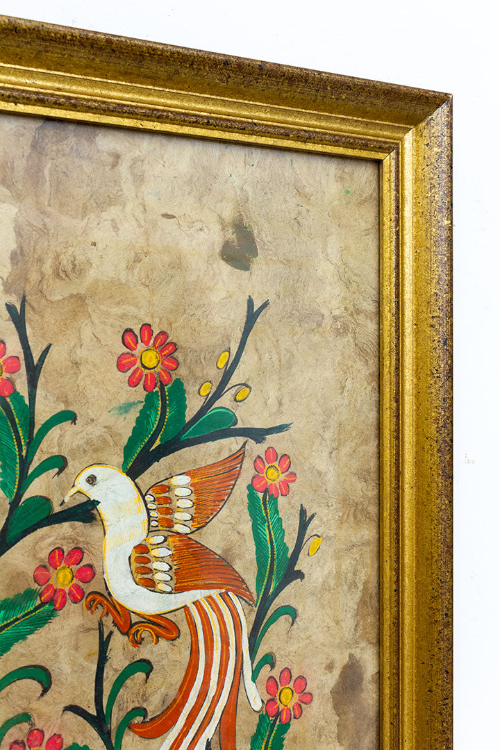 Vintage ‘amate bark’ Mexicaans folkore schilderij op schorspapier