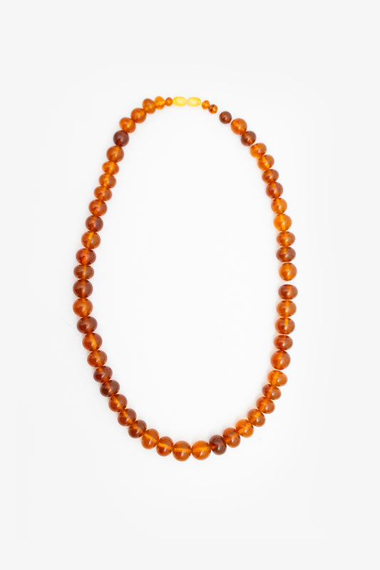 Vintage amber kralenketting met witte amber sluiting
