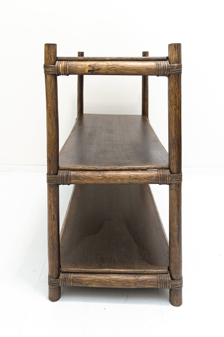 Vintage bamboe kast rechthoekig met drie schappen