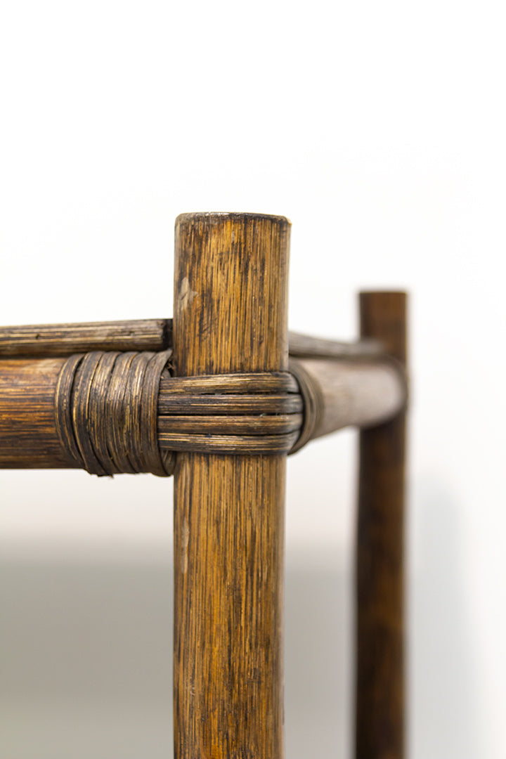 Vintage bamboe kast rechthoekig met drie schappen