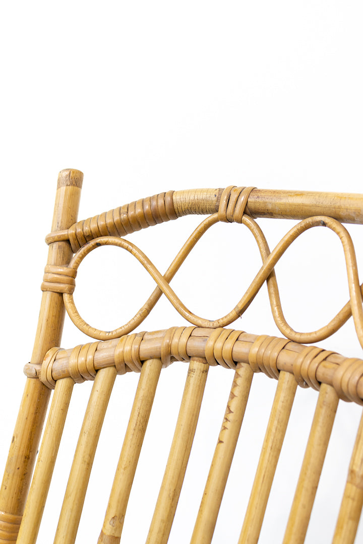 Vintage bamboe stoel met hoge rugleuning