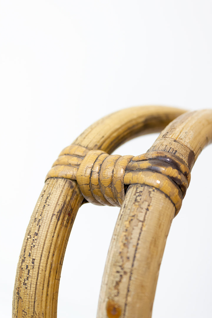 Vintage bamboe stoel met hoge rugleuning