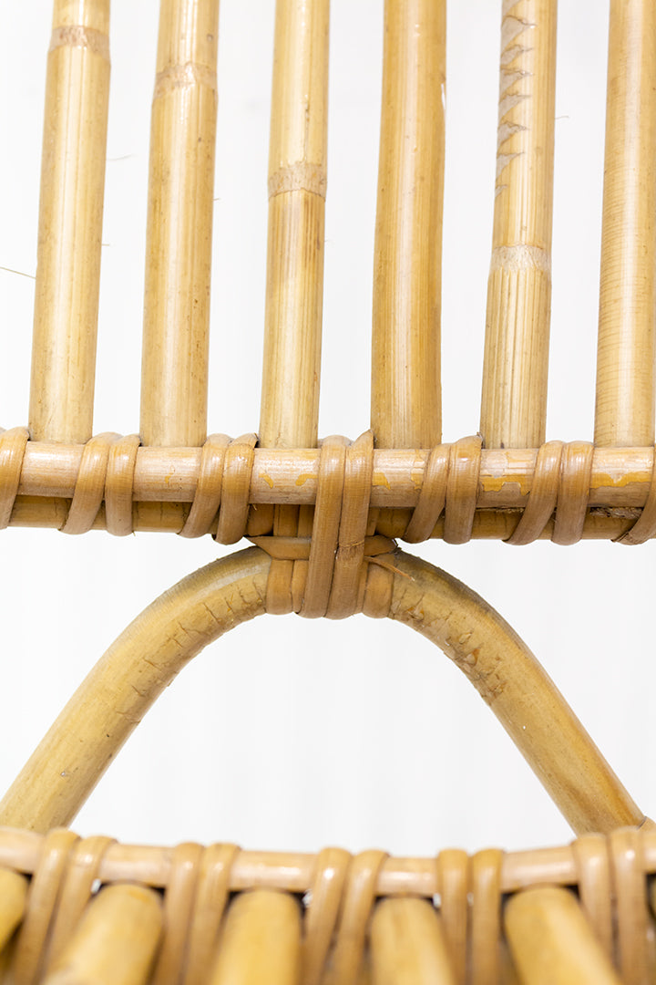 Vintage bamboe stoel met hoge rugleuning