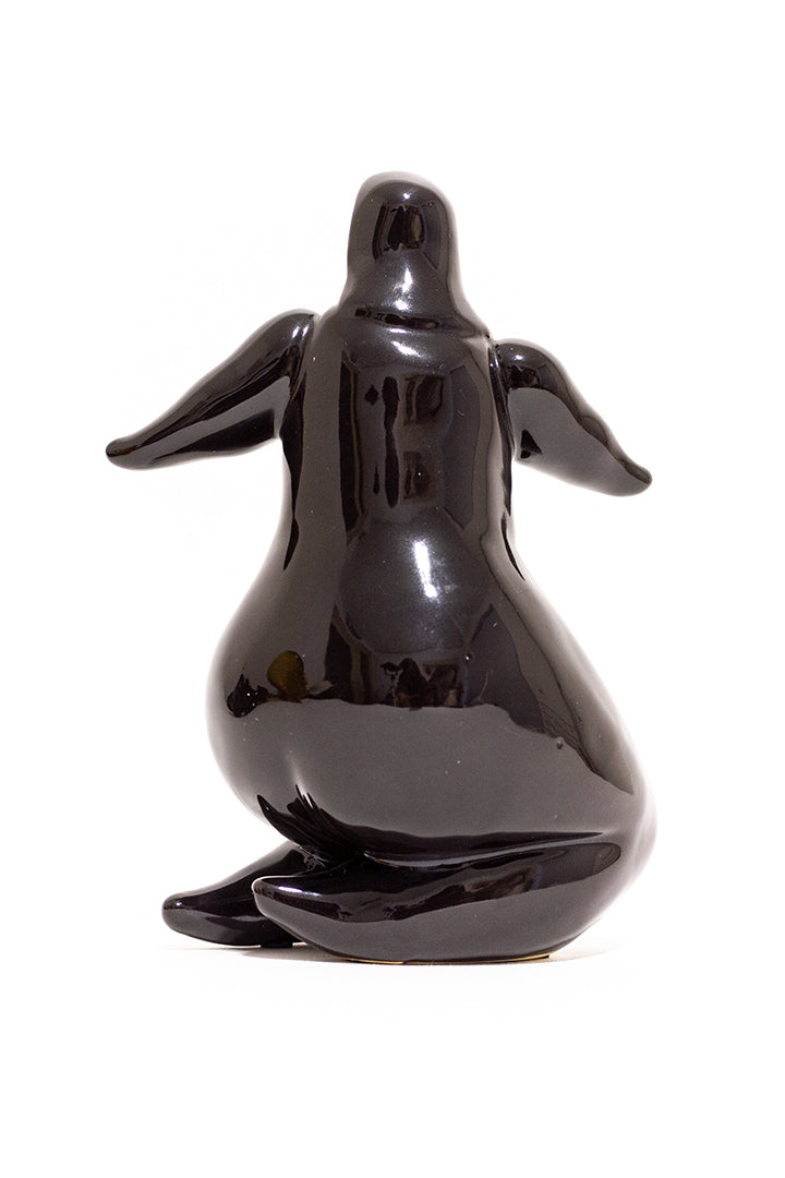 Vintage beeldjes dame van zwart keramiek jaren 90