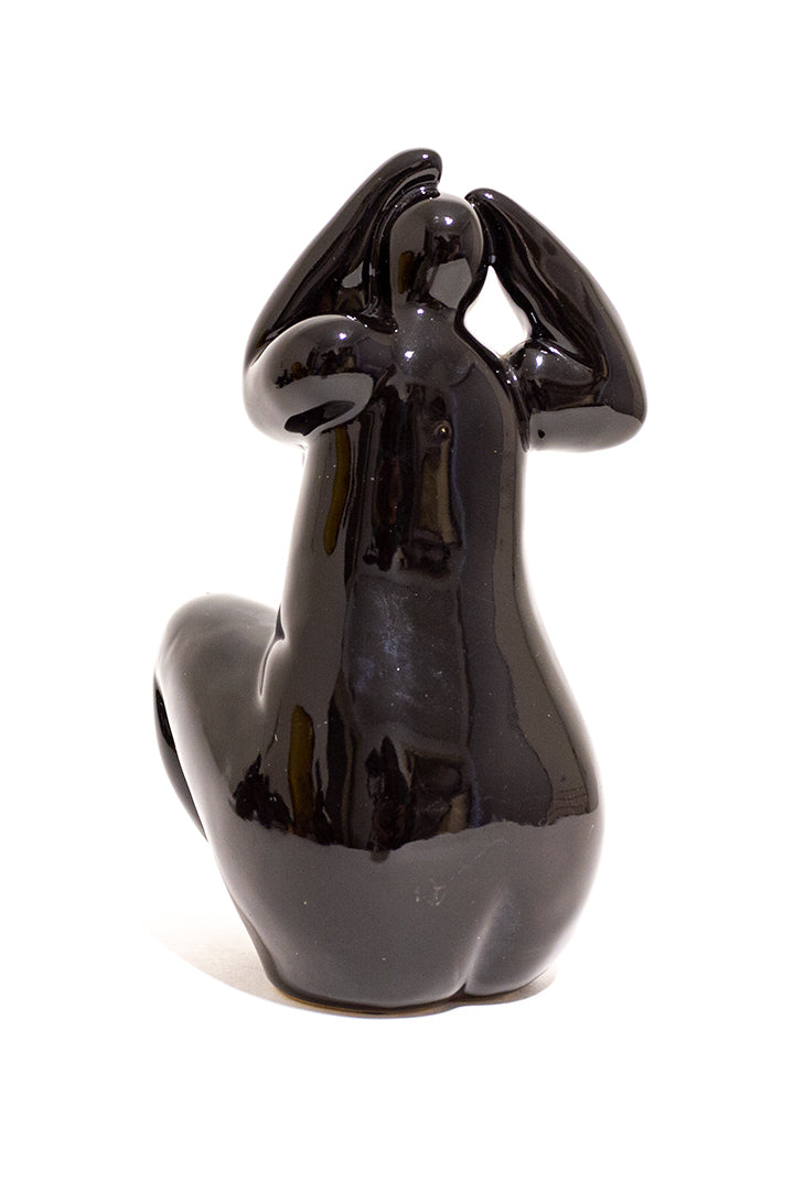 Vintage beeldjes dame van zwart keramiek jaren 90