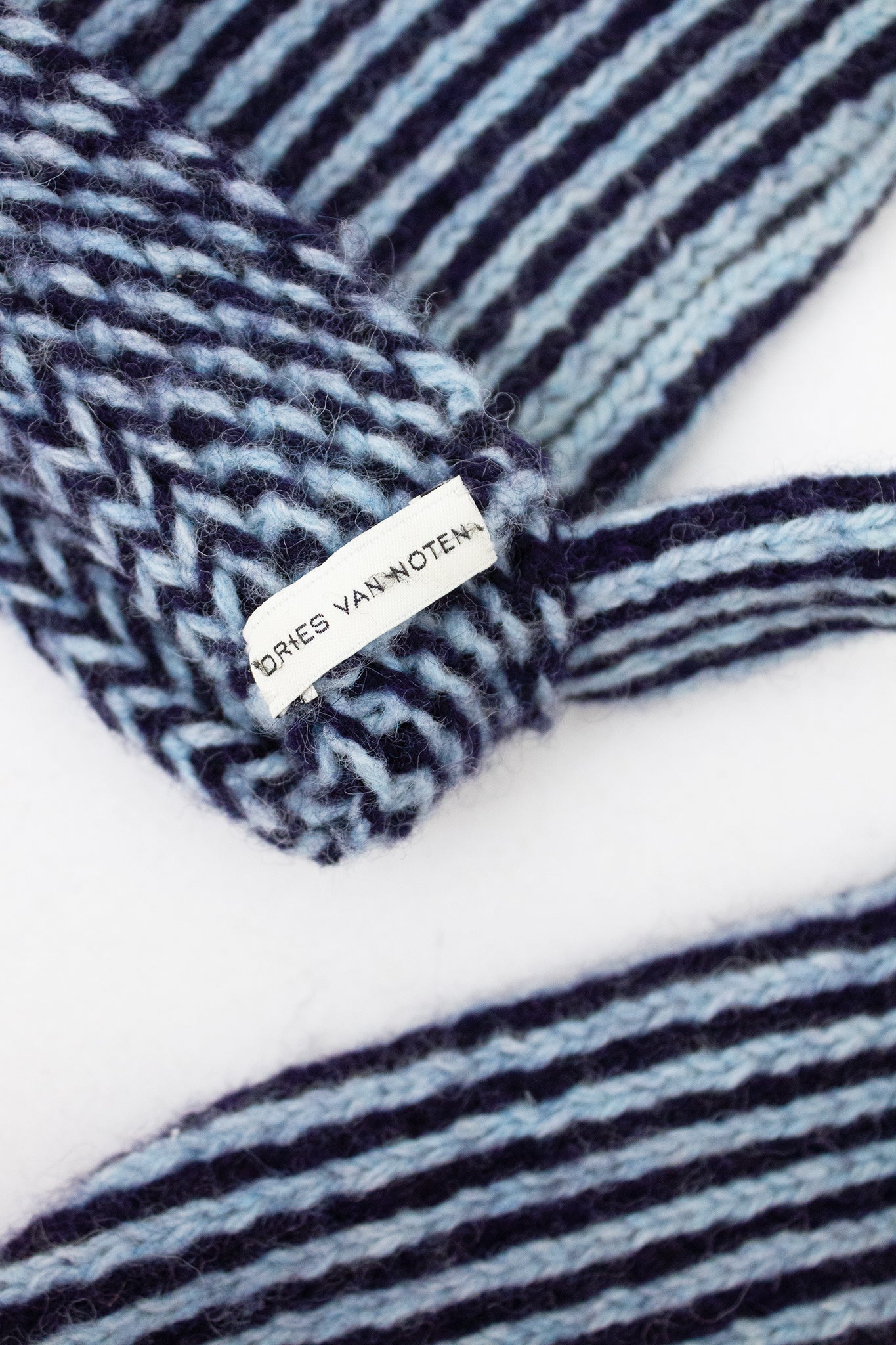 Vintage blauw gebreide wollen Dries van Noten wanten