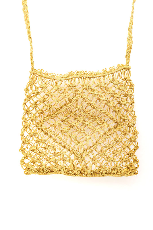 Vintage boho schoudertas van geknoopt raffia
