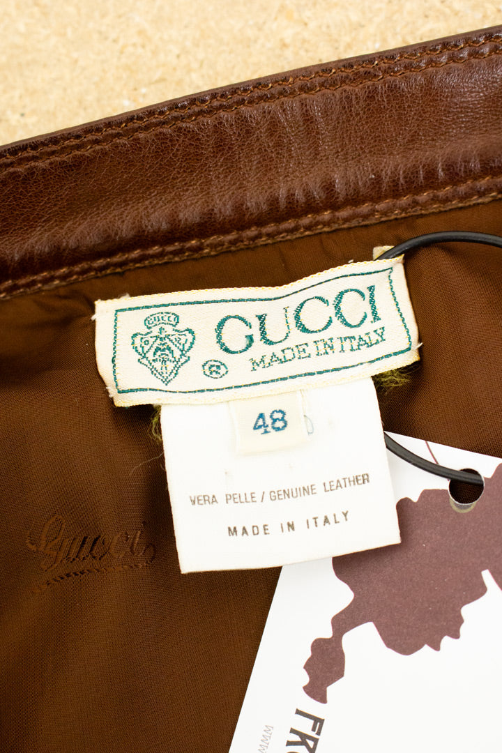 Vintage bruin leren Gucci rokje