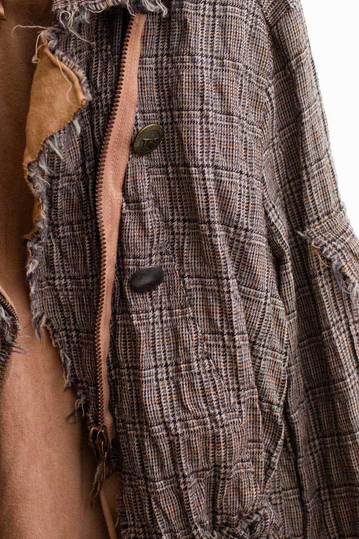 Vintage bruin roze The People of the Labyrinths vest met rits