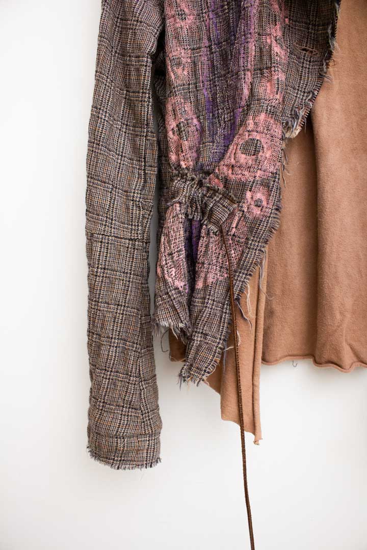 Vintage bruin roze The People of the Labyrinths vest met rits