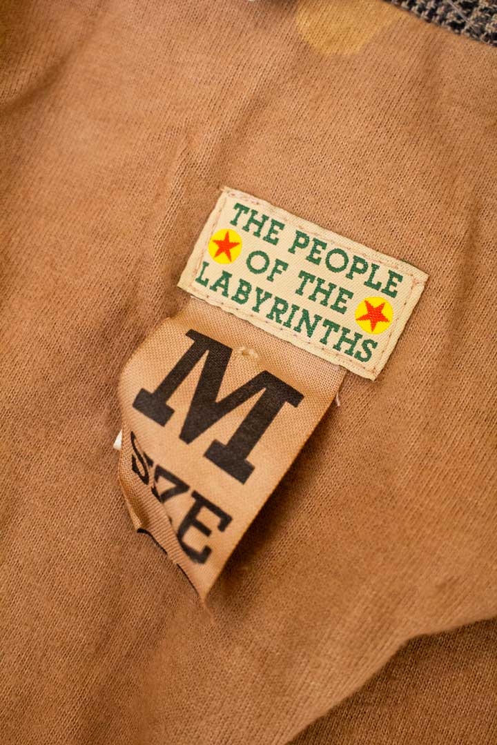 Vintage bruin roze The People of the Labyrinths vest met rits