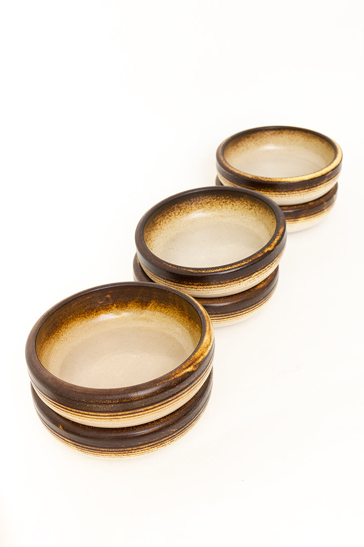 Vintage bruine borden met rustieke look - set van 6