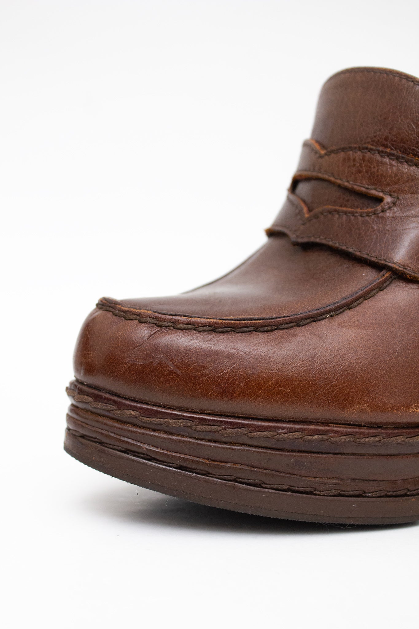 Vintage bruin leren Prada plateau hakken