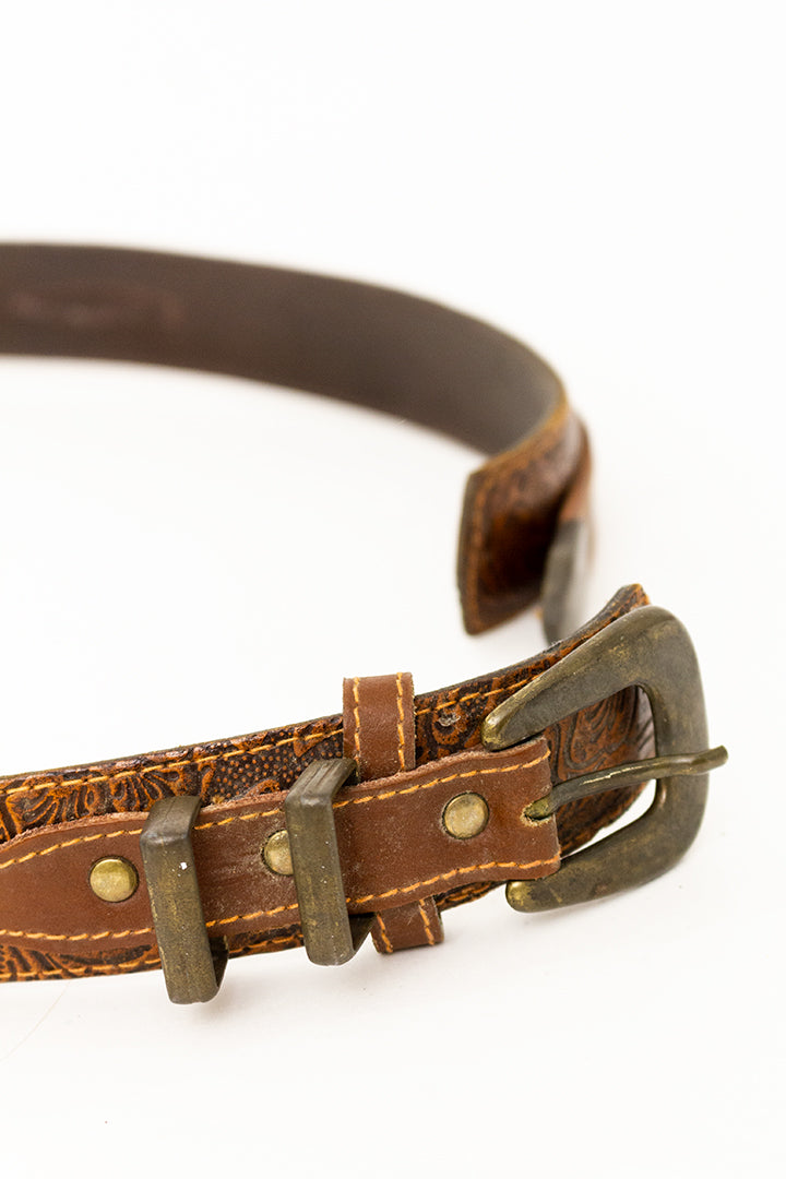Vintage bruine leren cowboy riem