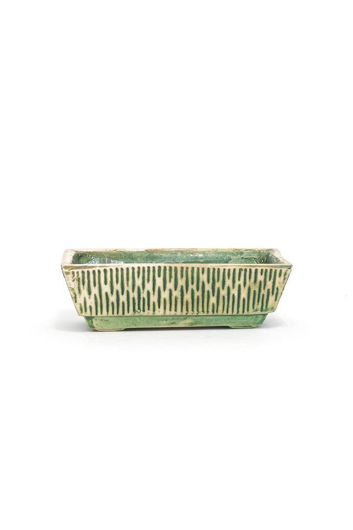 Vintage cactusbak groen keramiek rechthoekig Jola Reuver