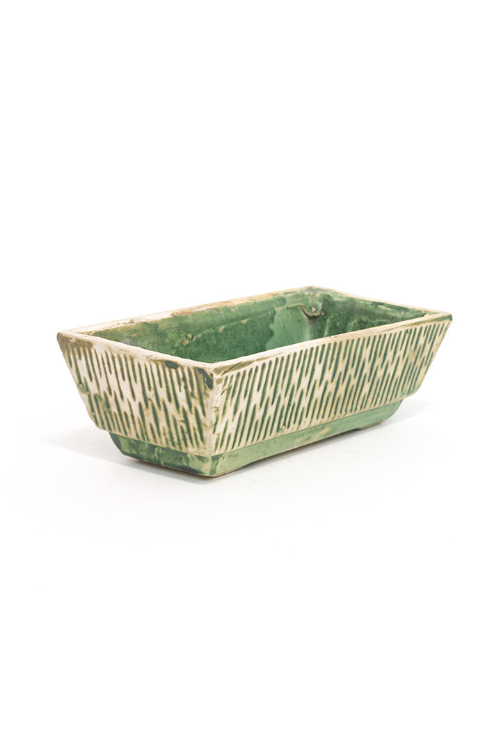 Vintage cactusbak groen keramiek rechthoekig Jola Reuver