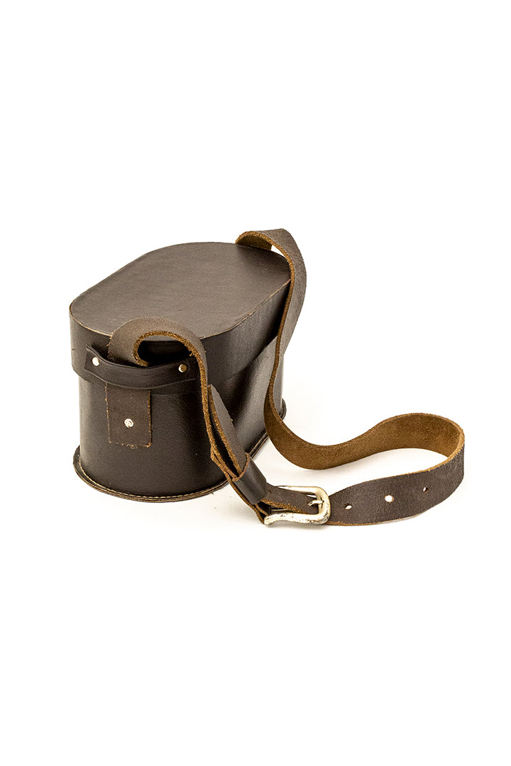 Vintage cameratas/koffertje van donkerbruin leer