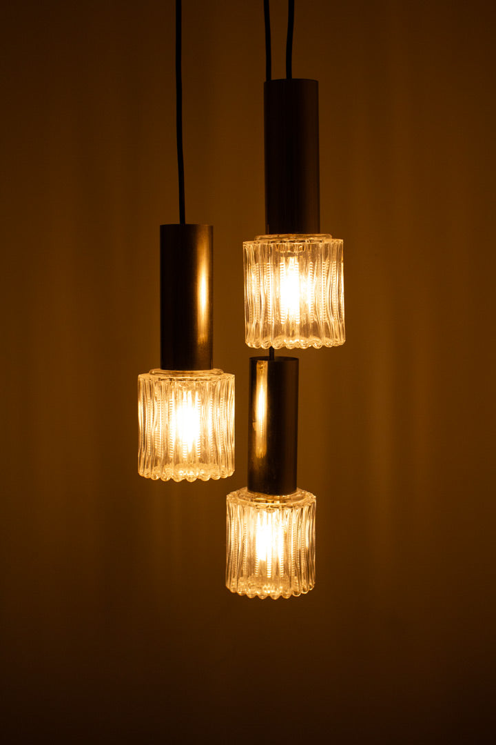 Vintage cascade hanglamp met facetglas