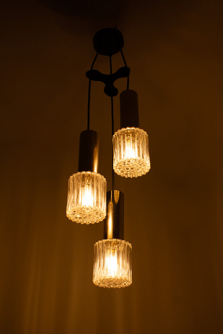 Vintage cascade hanglamp met facetglas