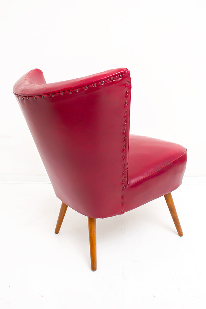 Vintage cocktail stoel bordeaux rood skai leer
